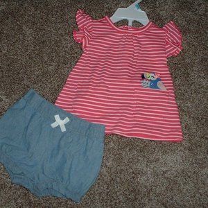 Carter's Baby Girl Toucan 2-Piece Shorts Set Pink Size 6M 6 Months 3-6 mos NWT